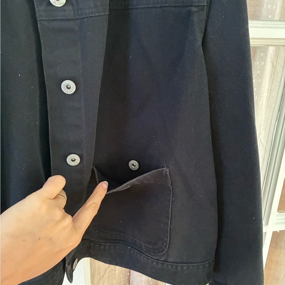 100% Cotton Vintage Black Button-Front Chore Jacket - Picture 4 of 5